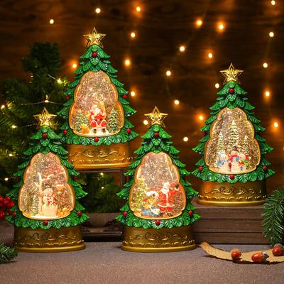Bemalte Schneespray-Innenbeleuchtung Weihnachtsbaum Tischdekoration Weihnachtsgeschenk Geschenk Ornamente Spieluhr