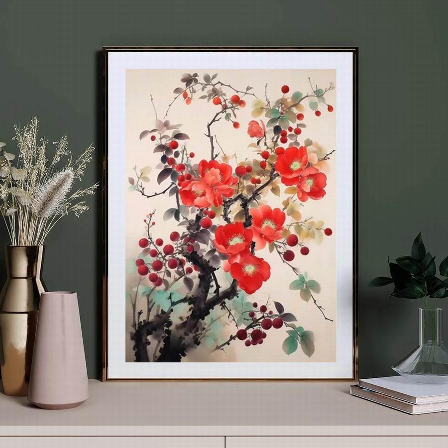 Diamond Painting New Collection 2024 Abstract Red Flower Diy Full Square Round Drill Rhinestone Embroidery Floral Mosaic Cross Stitch Kits