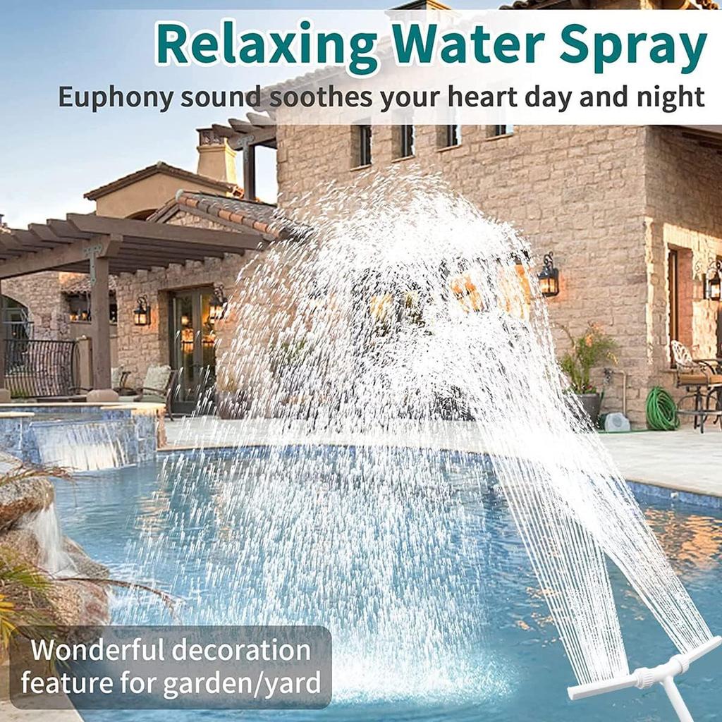 Swimming Pool Waterfall Fountain Spray, 2 Heads Water Sprinkler Pool Accessories Splash Water for Above Ground Pools Adjustable Pool Aerator