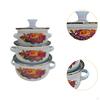3 Pieces Enamel Stockpot Cooking Pot Floral Design and Handles Stew Bean Simmer Deep Soup