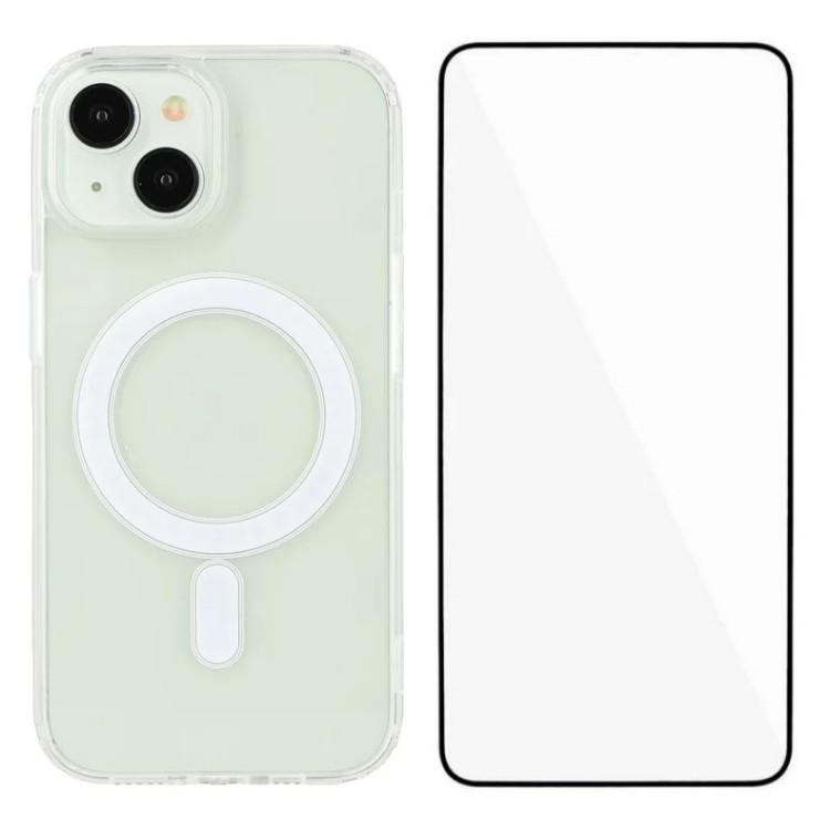 

WANLONFENG LM Series For iPhone 15 Clear Phone Case Compatible with MagSafe with Screen Film (Big Lens Hole) A