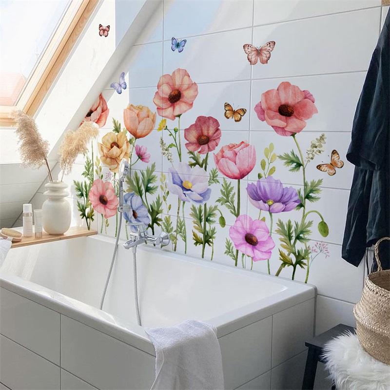 Colorful Butterfly Wall Decals Removable Stickers for Home Decor Peel and Stick Floral Decals Flower Wall Art Decorations