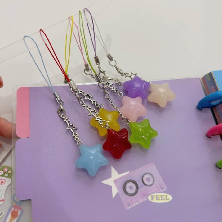 Eye Catching Phone Pendant Star Keychain Phone Charm Keyringfor Women and Girls