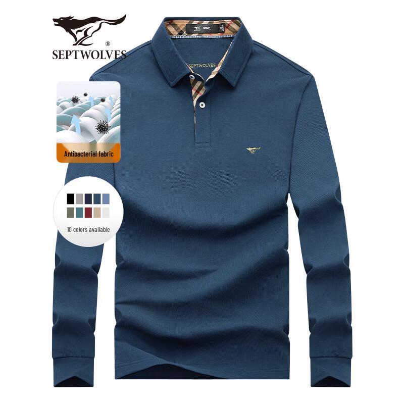 Seven Wolves Men s Autumn 5A Anti-bacterial Long Sleeve Polo T-Shirt 4XL