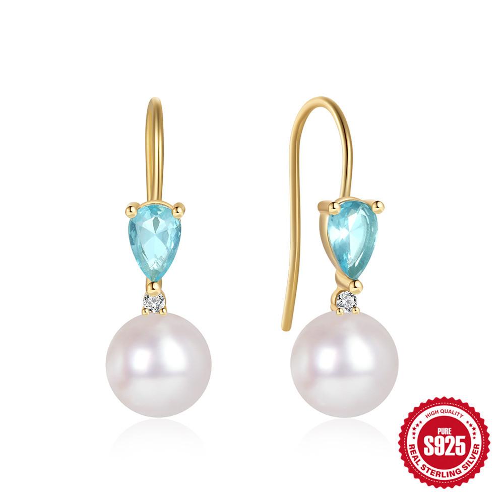 Ins Pearl Zircon S925 Sterling Silver Temperament Elegant Design Earrings Earrings Ear Hooks Pearl Earrings