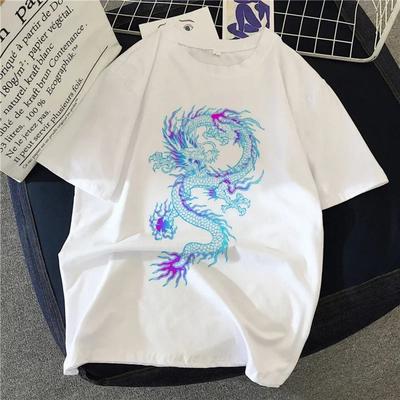 Dragon Pattern Women's T-shirt Harajuku 2025 Summer Short Sleeved T-shirt Women's Street Wear Fashion Kawaii Shirt Y2k Top