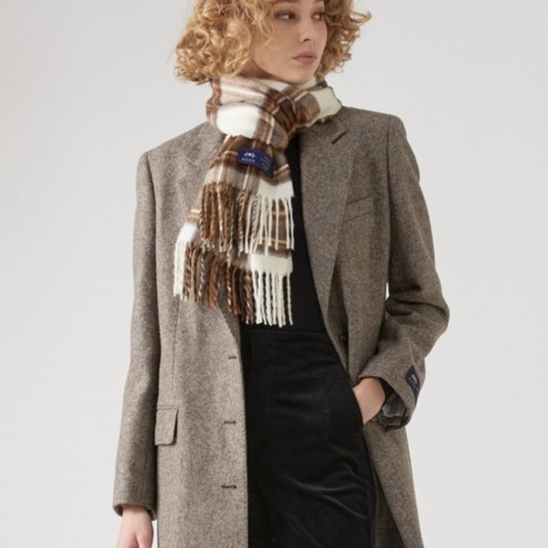 ABRAHAM MOON Merino Wool Shawl Muffler 50cm - Natural Dress Stuart