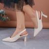 Stiletto Heel, Breathable Chic Women's Slingback Shoes | Pointed Toe, Sparkle Accent, Versatile for All Seasons, Microfiber Cover