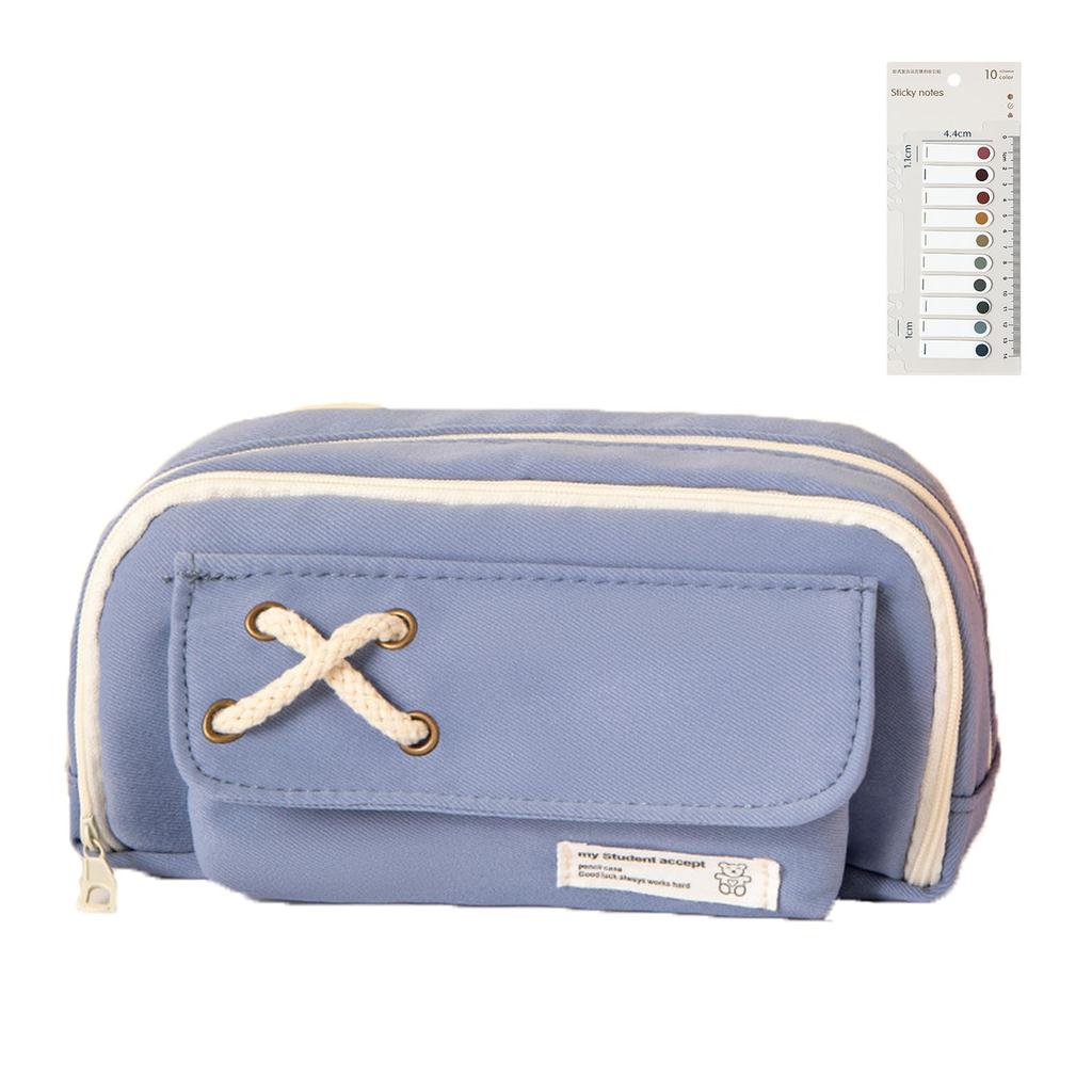 Large Capacity Pencil Case with Sticky Stylish Pencil Simple and Multifunctional Pen Pouch for Elementary School Middle School High School College and