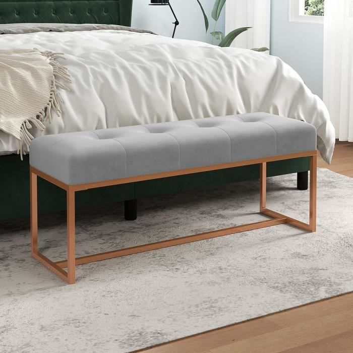 350603 vidaXL Bench Grey 110x36x45 Cm Velvet