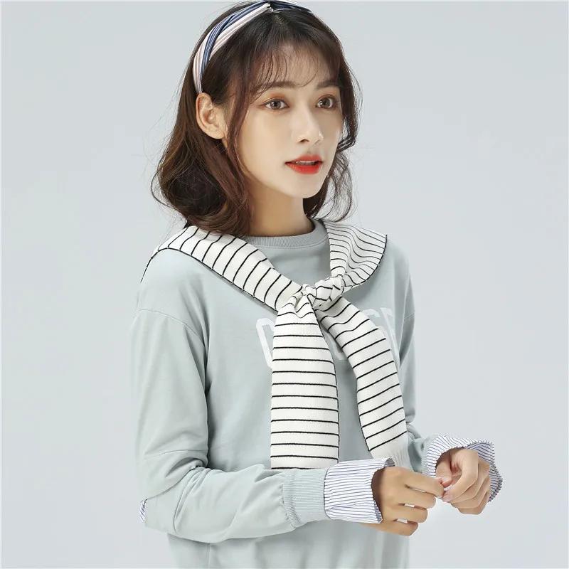 Women Striped Fake Collar for Women Solid Detachable Collars Removable Shawl Sweater False Collars Cape Sholder with Sleeves