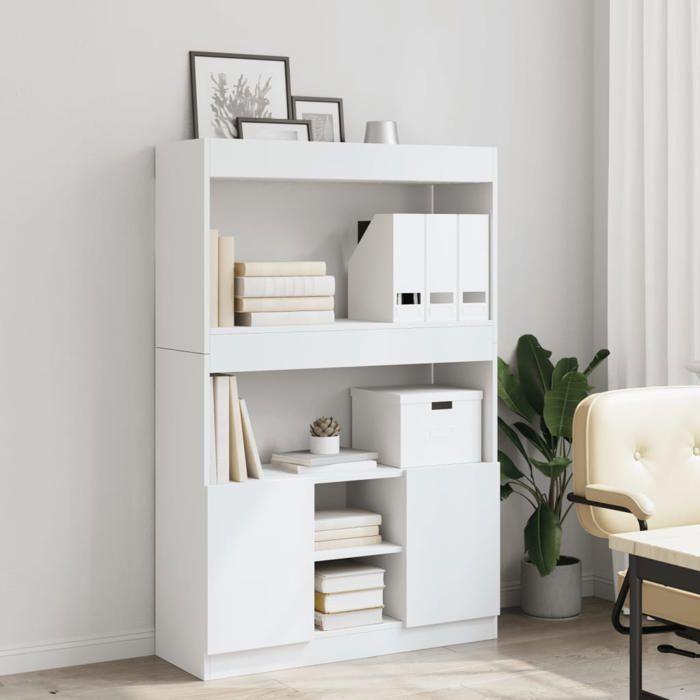 VidaXL Highboard White 92x33x140 Cm Engineered Wood, Bookcase, Modern Bookcase, Bookshelf, 3309609