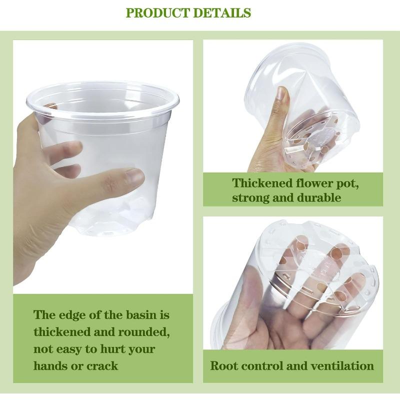 Reinforced Clear Nursery Pots with Drainage Hole Transparent Variety Pack Plastic Plant Pot Seedling Planter Seed Starter Flower