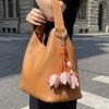 Tulip Shape Keychain Pendant Leather Like Decorative Charm Creative Flower Keyring  Car Interior