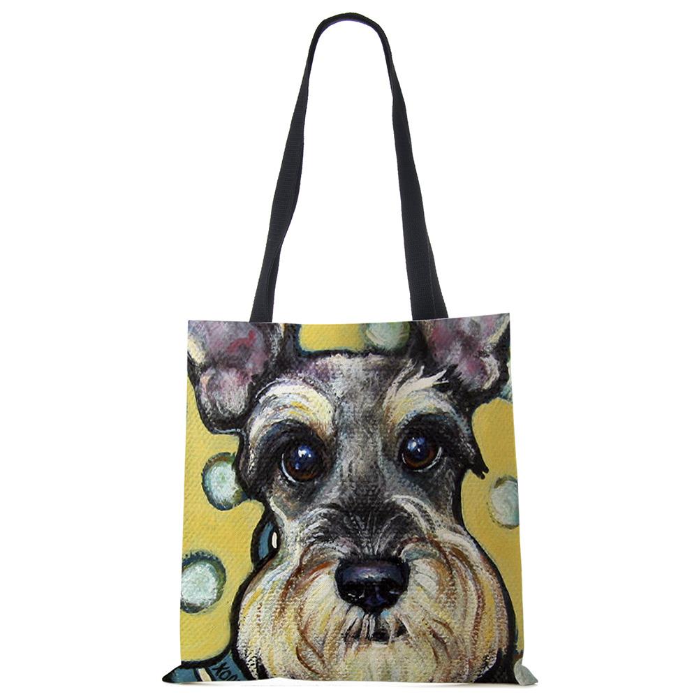 Schnauzer Dog Painting Handbags For Women Lady Korean Shoulder Bag Casual Shopping Shopper Bags Large Capacity CLE