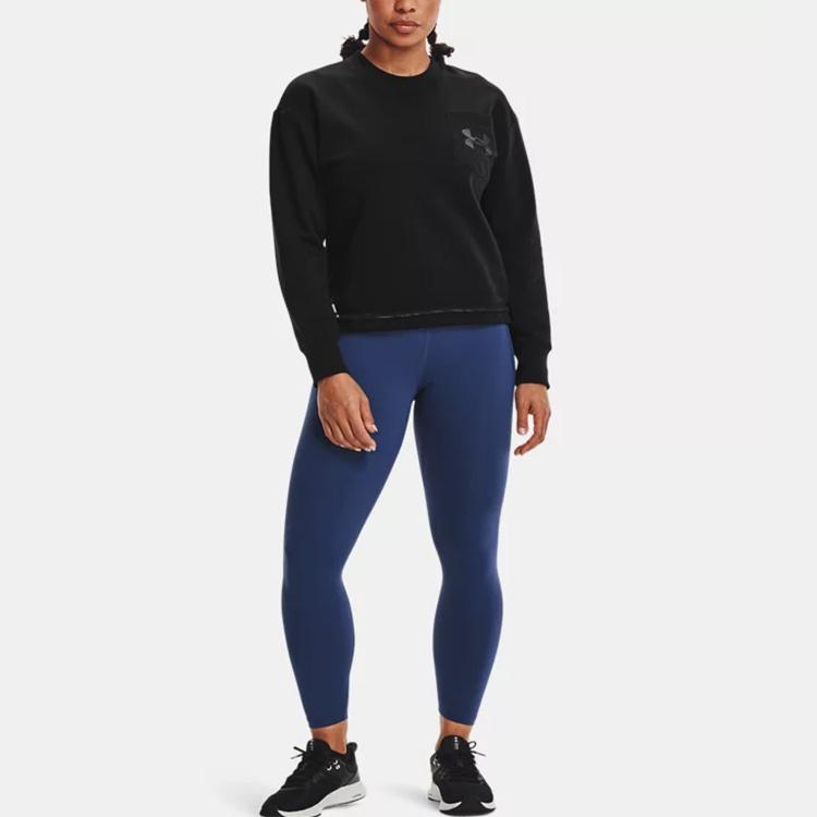 Under Armour Rival Fleece Mesh Hoodie With Front Kangaroo Pocket Women Hoodie Black 1365847-001