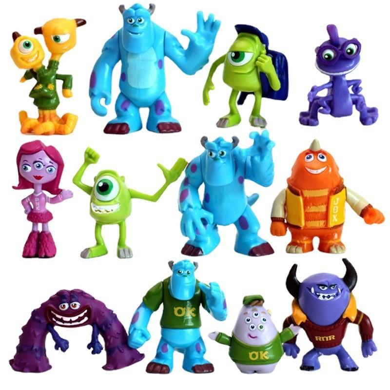 12pcsset Anime Disney Pixar Movie Monsters University Action Figures Sulley Mike Wazowski PVC Model Set Toys for Children Gifts