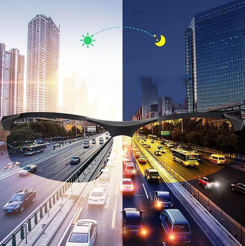 Men Fashion Fit Rimless Sunglasses Photochromic Sun Glasses Color Changing Polarized Fishing Car Driving Yellow Glasses