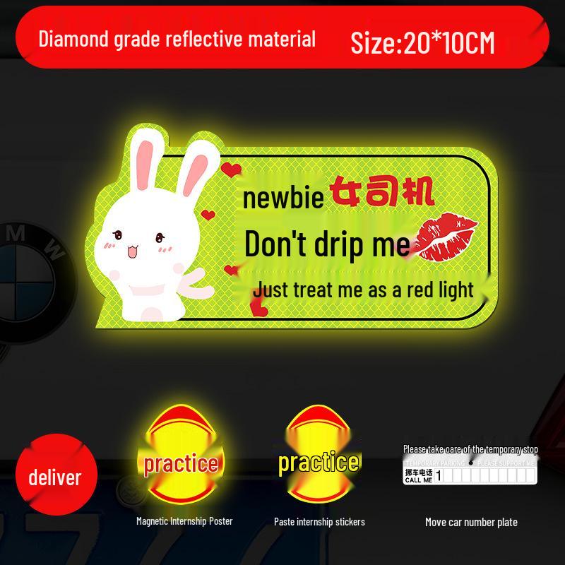 Magnetic Reflective Car Stickers for New Female Drivers