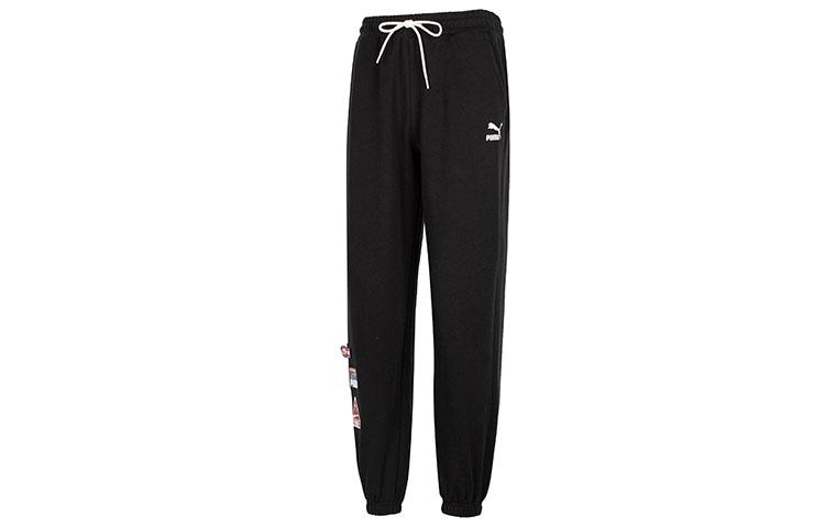 PUMA TEAM BADGE Casual Pants Unisex Black Moderate Cuffed Pants 677378-01 XL