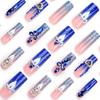 Sparkling Diamond Exploding Dark Blue Pipe Type False Nails