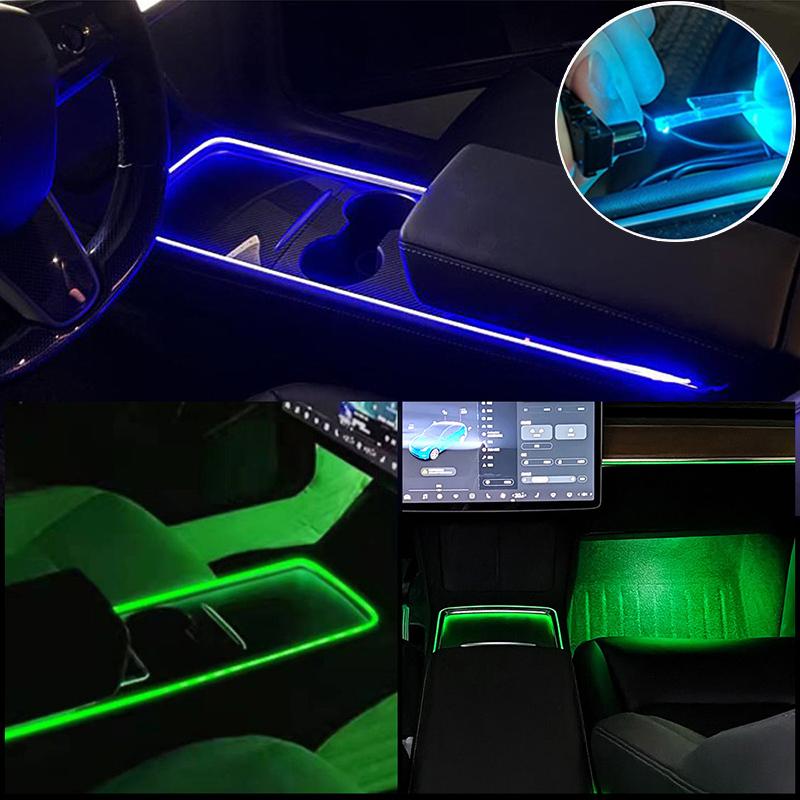 Center Console Dashboard Neon Light Tubes For Tesla Model 3 Y 2021 2022 RGB Interior Ambient LED Strip Lights App Controller