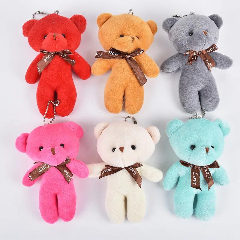 30Pcs New 21Color Tiny Bear Plush Doll Keychain 12Cm Cute Colorful Bear Animal Stuffed Plush Toys Girl Bag Pendant Children Gift