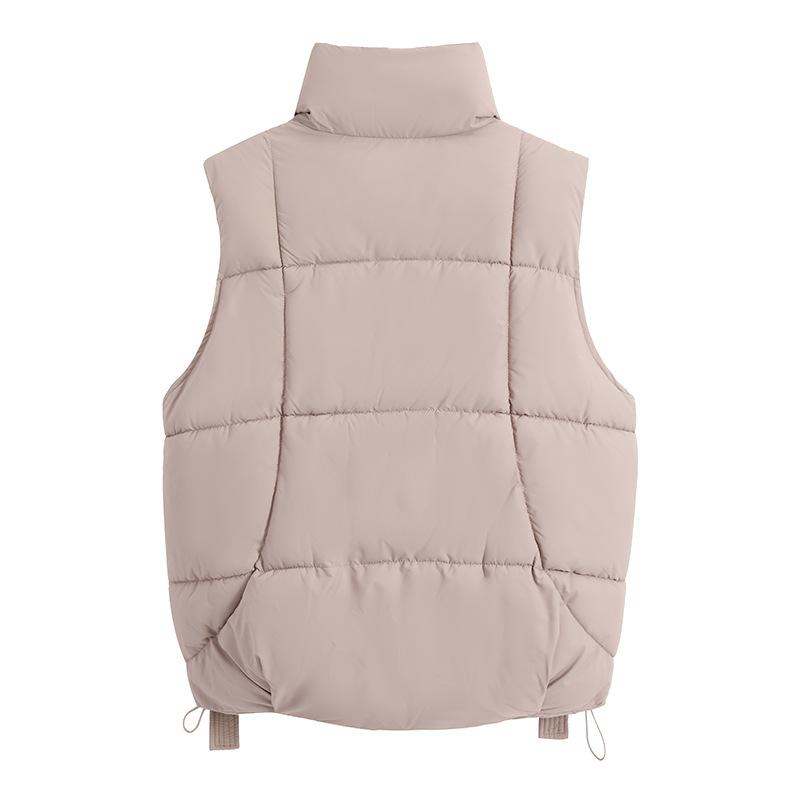 Plus Size Cotton Vest Women's Fall and Winter Loose Stand-up Collar Cotton Undershirt Shoulders Sleeveless Jacket Fashion Waistcoat