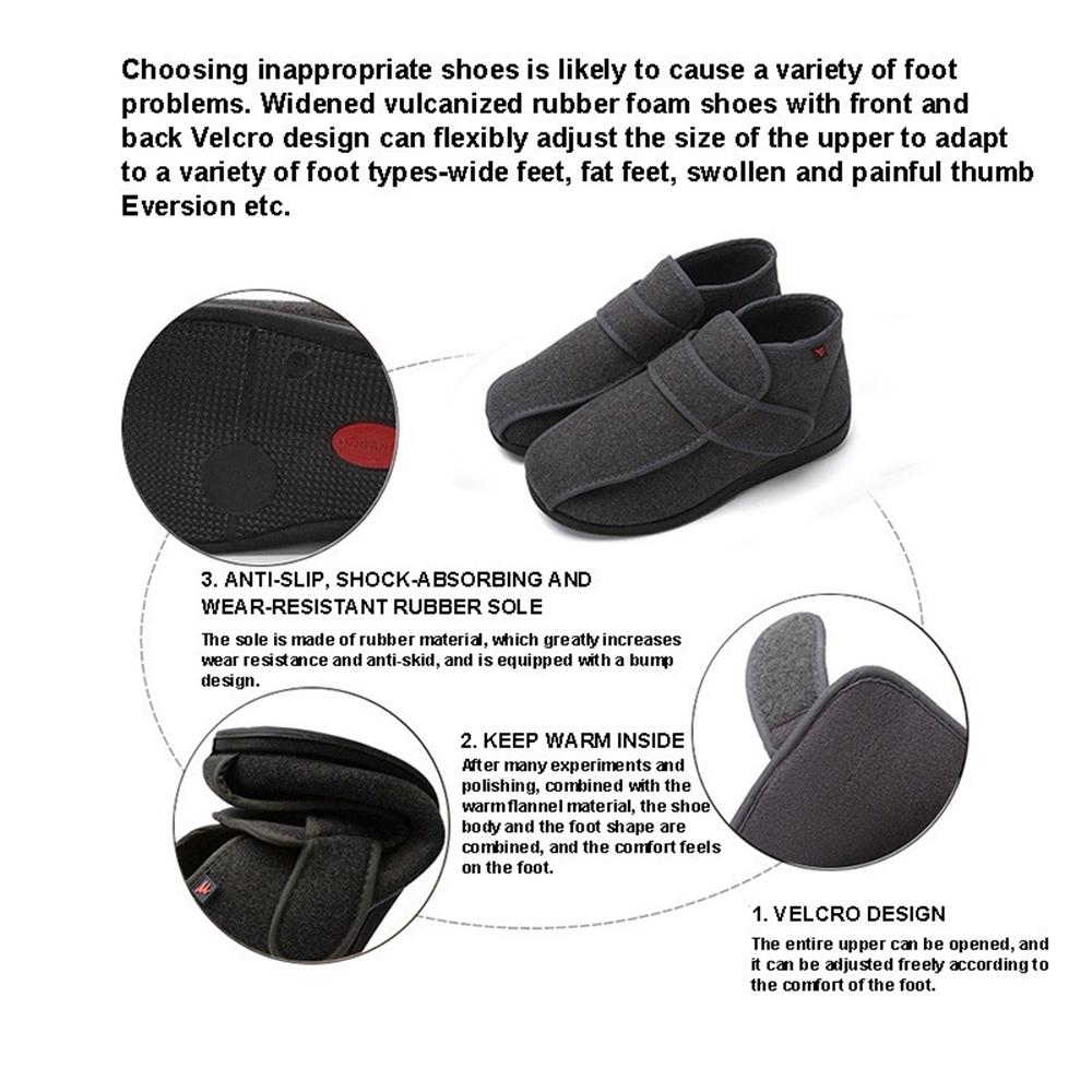 Hausschuhe für Diabetiker, Fußkorrektur, dicke, breite Komfortweite bei Fersenschmerzen, verstellbar, leicht an- und auszuziehen, Schuhe für Damen und Herren