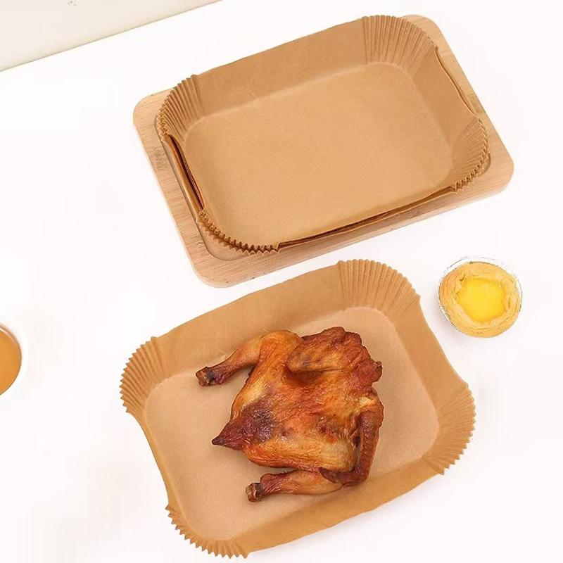 50Pcs Rectangle Disposable Air Fryer Paper Non-Stick Airfryer Baking Paper Liner Oilproof Oven Pad Mat