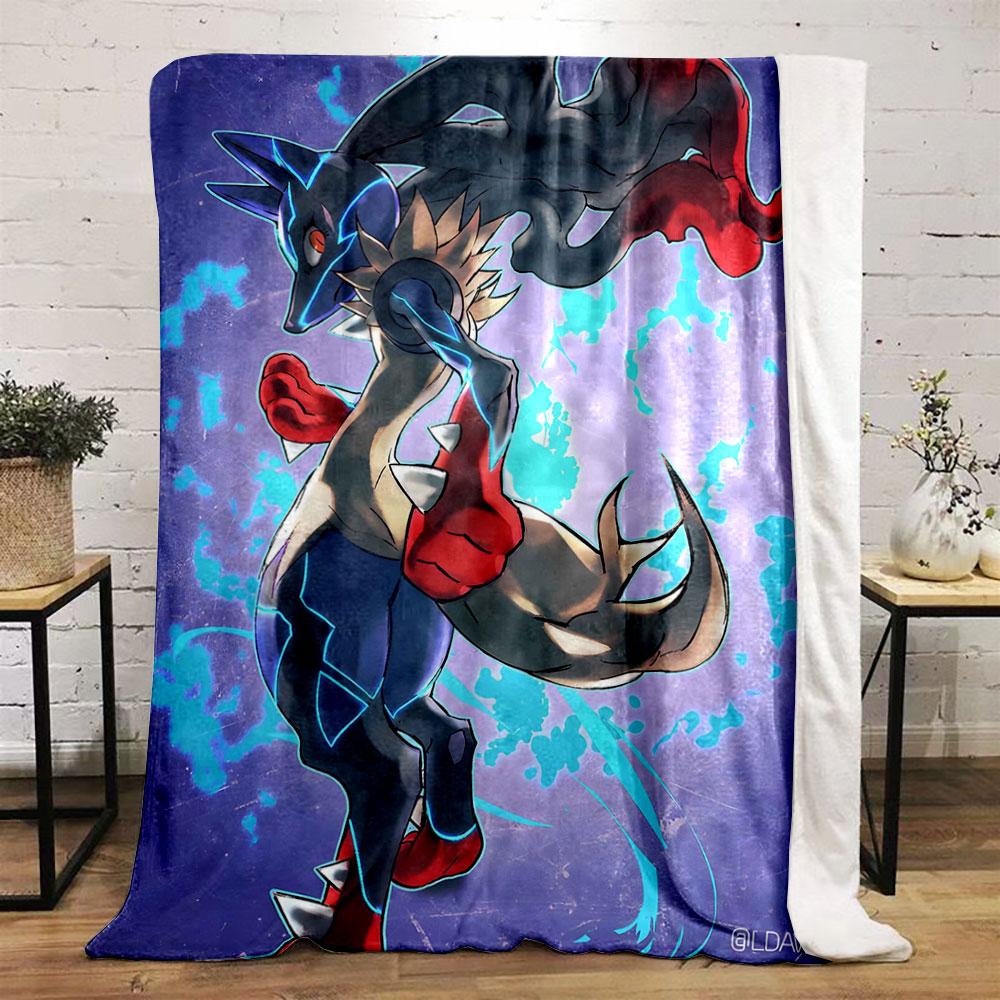 Glowing blue streaks and spiked edges contrast with red accents. for all seasons blanket lunch break throw gift