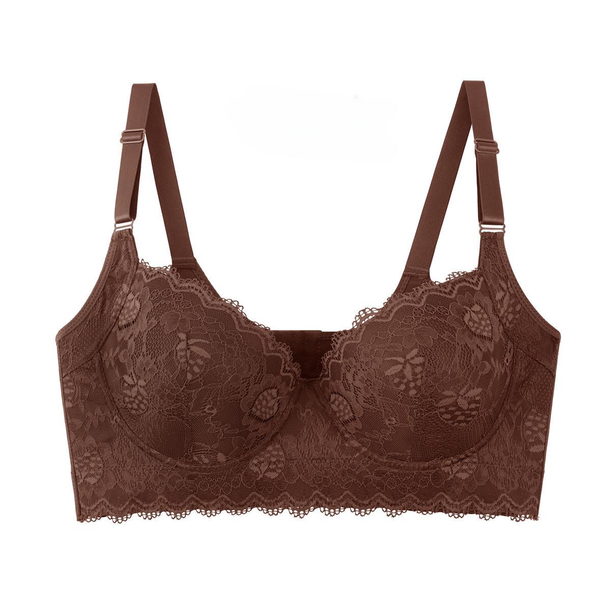 

Кружевное нижнее белье большого размера с тонкой чашкой для женщин, с боковой регулировкой груди и бюстгальтером на косточках 34/75A