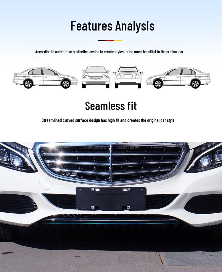 Mercedes-Benz C-Class Decorative Silver Strips: C180 Bumper, C200 Door, C260 Silver, C300 Style.