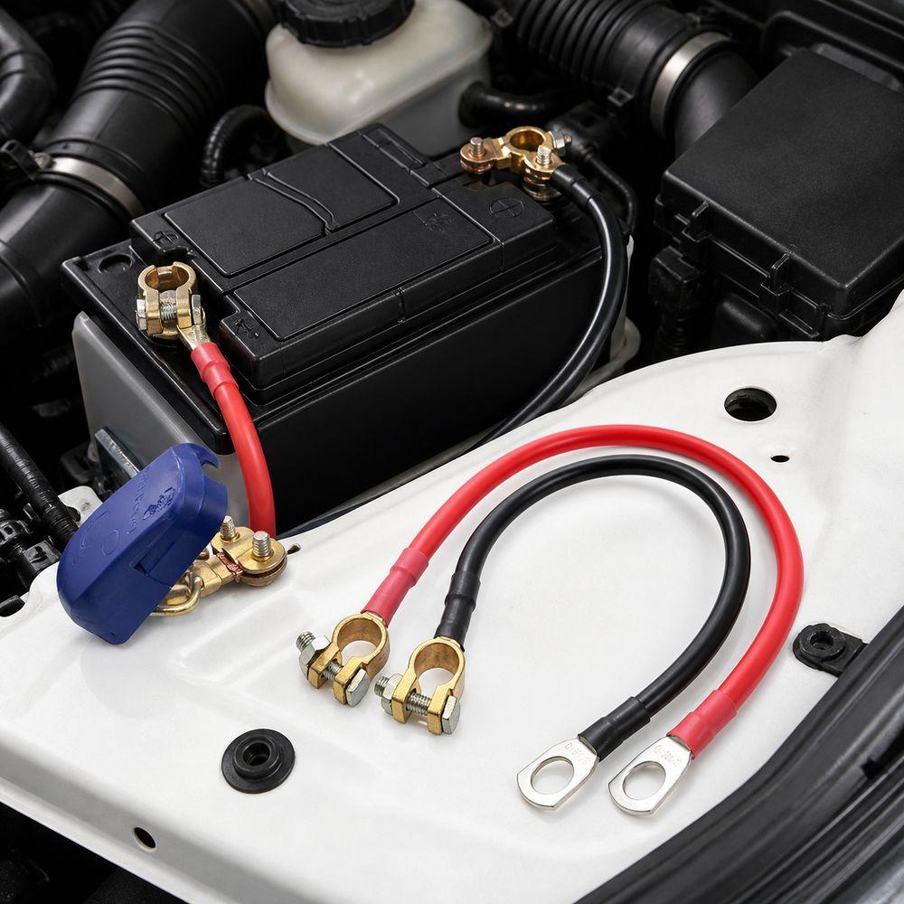 2pcs 2AWG Gauge Battery Inverter Cable Waterproof Starter Cable Set For Trucks Boats Motorcycle
