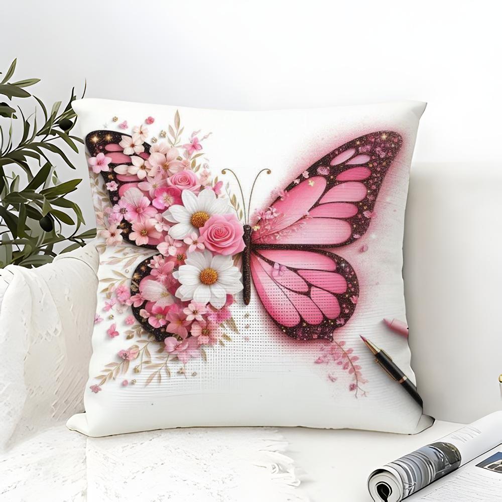 Beautiful Unique Floral And Butterfly Pillow Case Linen Pillow Case Sofa Home Decor Cushion Cover Cushion Cove