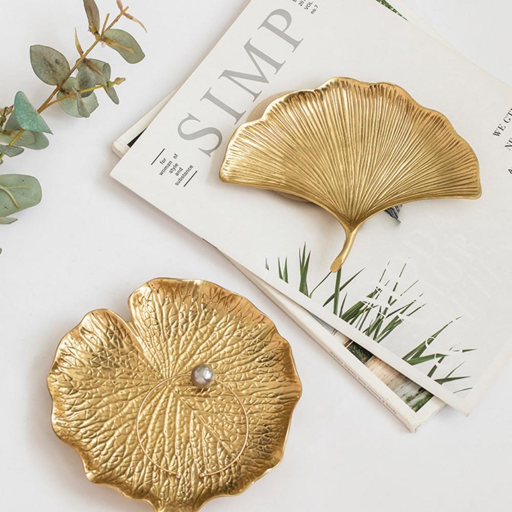 European Light Luxury Tray Ornament Turtle Leaf Metal Jewelry Plate Fruit Plate Storage Plate, Living Room Creative Crafts