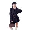 Women's 2025 New Autumn/Winter Knitted Waist-Cinching Cardigan - High-end, Solid Color, Mid-Length, Thick.