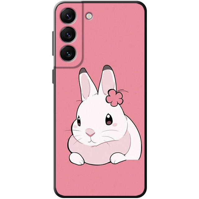 Flower Love Pink Cute Rabbit Phone Case For Samsung Galaxy S22 S21 S20 Fe Ultra S10 S9 S8 Plus S10e Note 20ultra 10plus Shell
