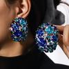 Stonefans Pink Crystal Round Ear Clip Earrings Bridal No Piercing Jewelry Fashion Lady Rhinestone Clip On Earrings Wedding Gifts