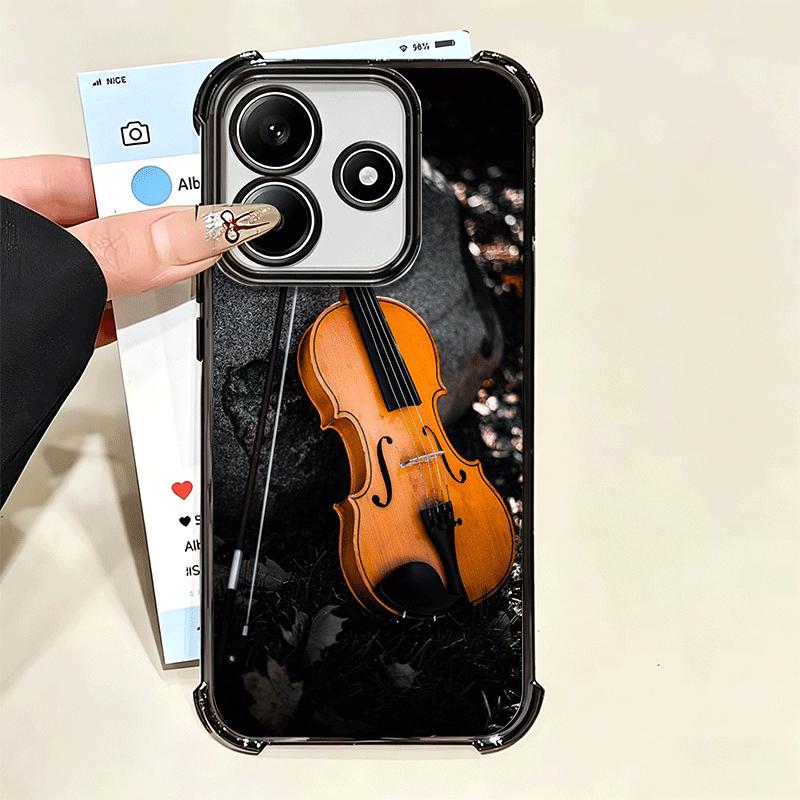 Violin Music Plating Phone Case For Xiaomi Poco X5 X6 X7 X8 Pro Max F8 Ultra F7 M8 M7 M5S Redmi 15C 15 14C 13C 13 X3 12C F6