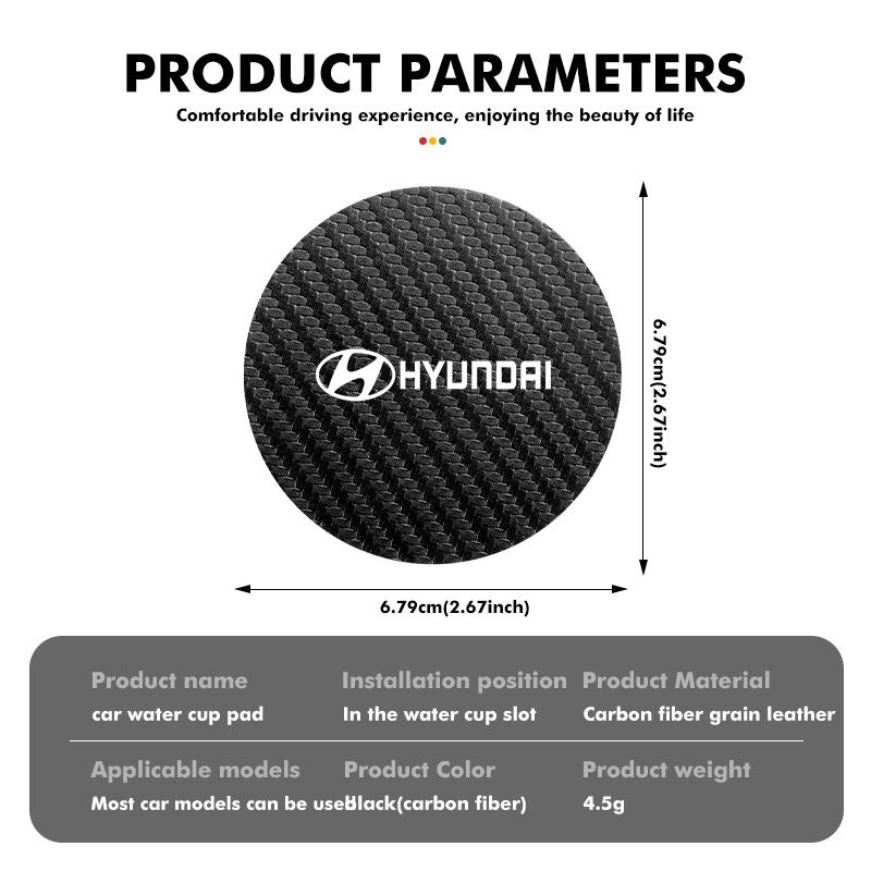 2Pcs Car Coasters Water Cup Holder Pads Anti Slip Accessories For Hyundai NLINE I30 I20 Venue Tucson Kona IX35 I40 IX20 Tiburon HH52