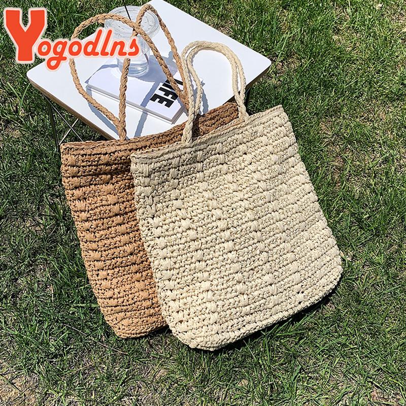 Summer Large Capacity Straw Bag Women Handmade Woven Totes Bag Bohemia Beach Handbag Travel Shoulder Bags Clutch Bolsa