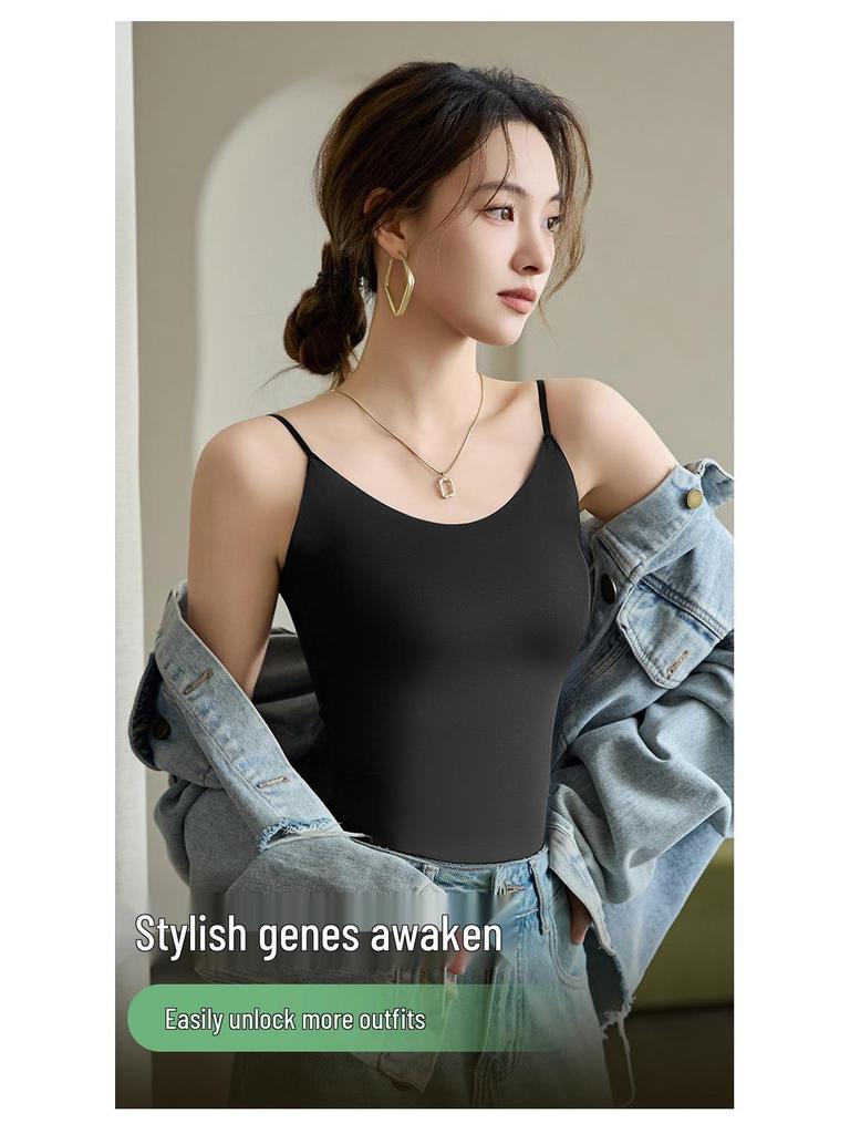 Women's Seamless Summer Ice Silk Camisole - Breathable, Anti-Exposure, Versatile, Slimming, Plus Size Tank Top