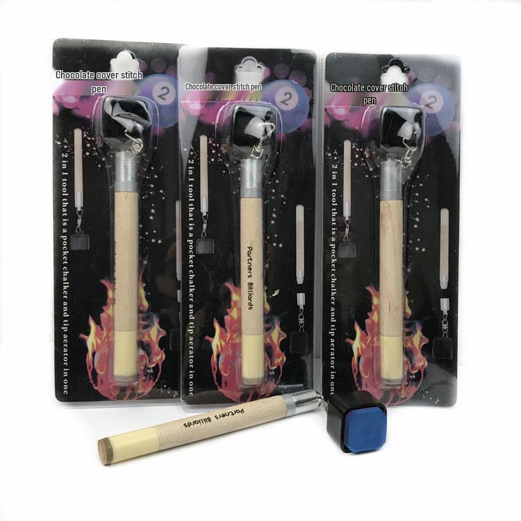 Billiard Cue Multi-Purpose Chalk & Powder Holder Set Stainless Steel Wood