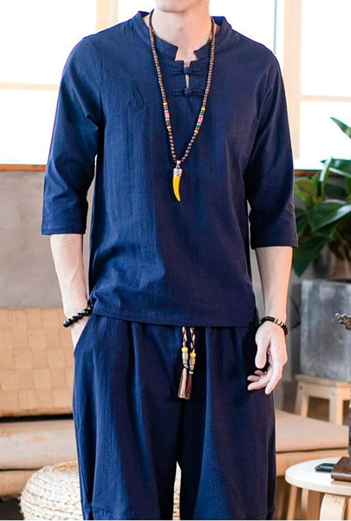 CosMisty Herren Kurzarm Jinbei Samue Yukata (Arbeitskleidung) Hergestellt aus Leinen, Shijira-Webart, Perfekt für Sommerfeste, Feuerwerke, Plus Si