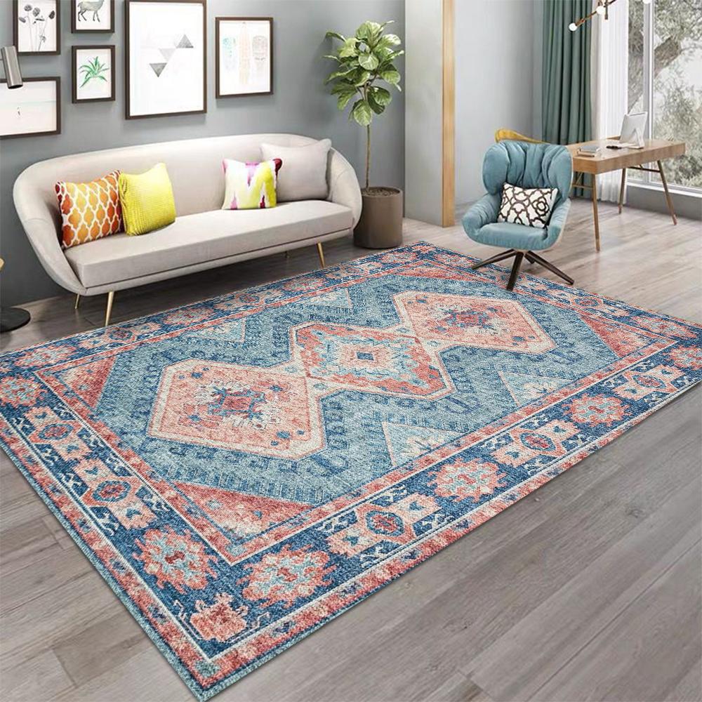 Nordic Boho Red Print Carpet Living Room Decor Sofa Rug Bedroom Bedside Rug Kitchen Dining Table Floor Mat Doormat Christmas