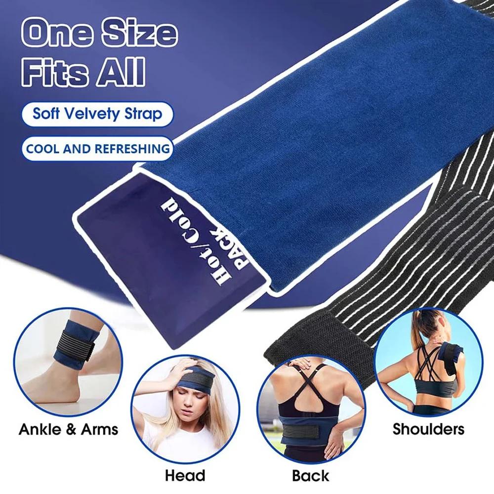Gel Ice Packs With Elastic Strap Adjustable Wrap Hot Cold Compress Gel Packs For Shoulder Back Knee Neck Ankle