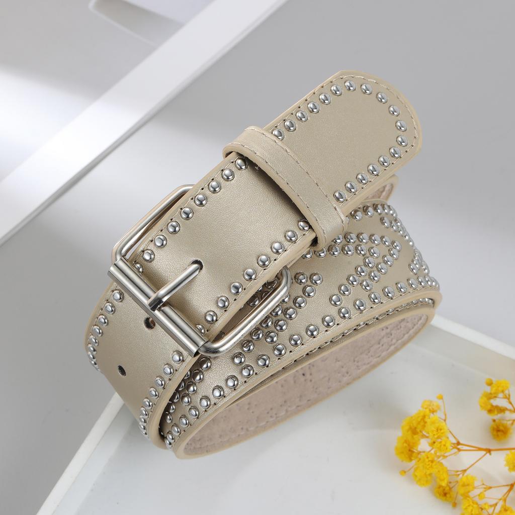 Ladies Pin Buckle Rivet Belt Casual Pu Belt Jeans Belt Support