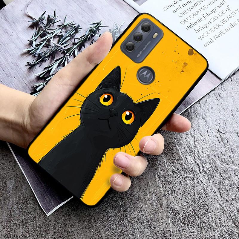 Phone Case For Moto G85 G55 G05 G14 G75 G31 G50 G10 G20 G30 G60 G13 G32 G84 G54 G53 G72 G24 Power Black Cats