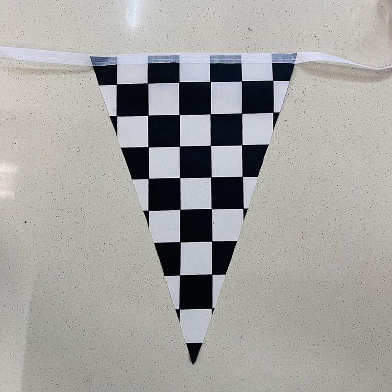 Polyester Cloth Double-sided Printing Party Checkered Banner Triangle Checkered String Flag